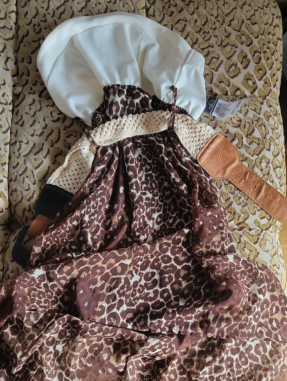 Rue21 Brown and Cream Leopard High-Low Dress
